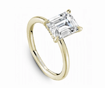 Wonderful Ornament Warranty Included Noam Carver Emerald Center Hidden Halo Diamond Engagement Ring Setting in 14K Yellow/White Gold (.08ctw)