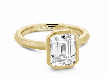 Meaningful Article Dainty Pop Noam Carver Emerald Center Solitaire Diamond Engagement Ring Setting in 14K Yellow Gold