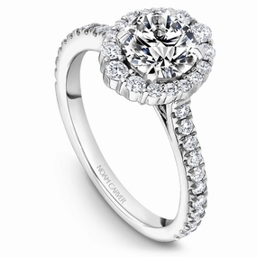 Rounded Corner Lustrous Accent Noam Carver Graduated Halo Diamond Engagement Ring Setting in White Gold