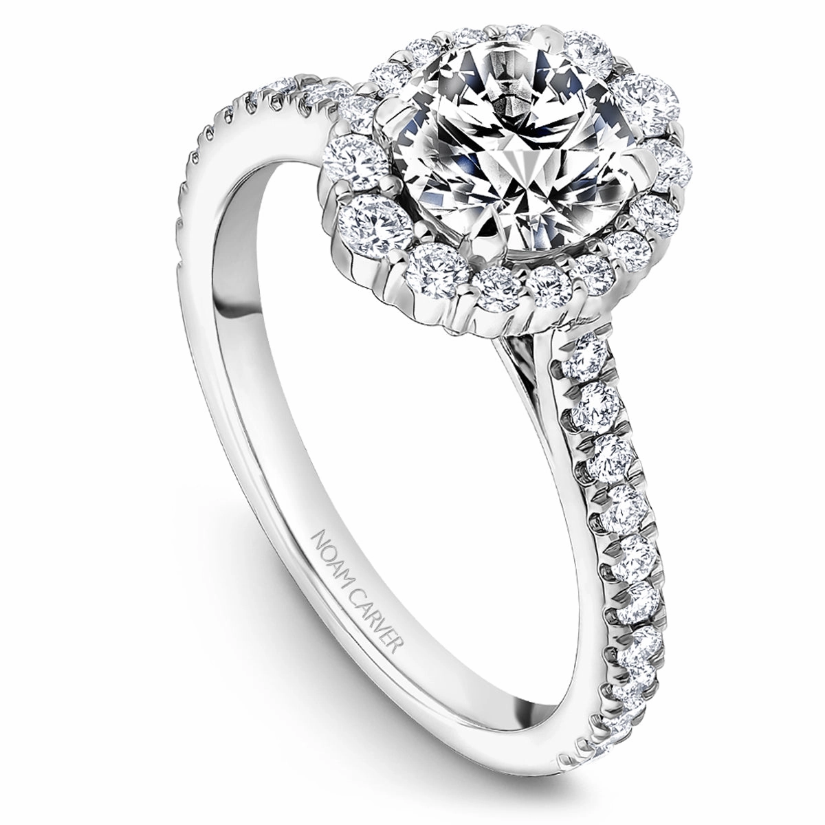 Artistic Style Noam Carver Graduated Halo Diamond Engagement Ring Setting in White Gold