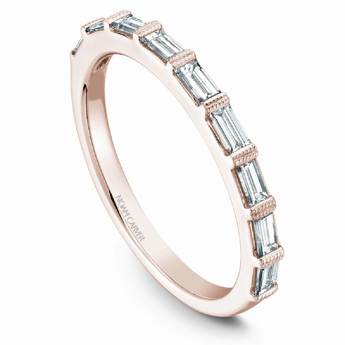 Noam Carver Half Anniversary Diamond Wedding Ring in 14K Rose Gold (0.49ctw) Graceful Present
