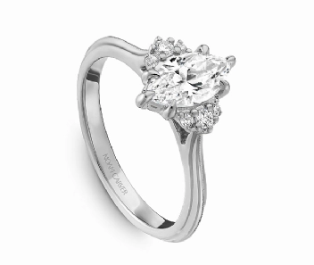 Noam Carver Marquise Center Side Stone Diamond Engagement Ring Setting in 14K White Gold (.08ctw) Eye Catching