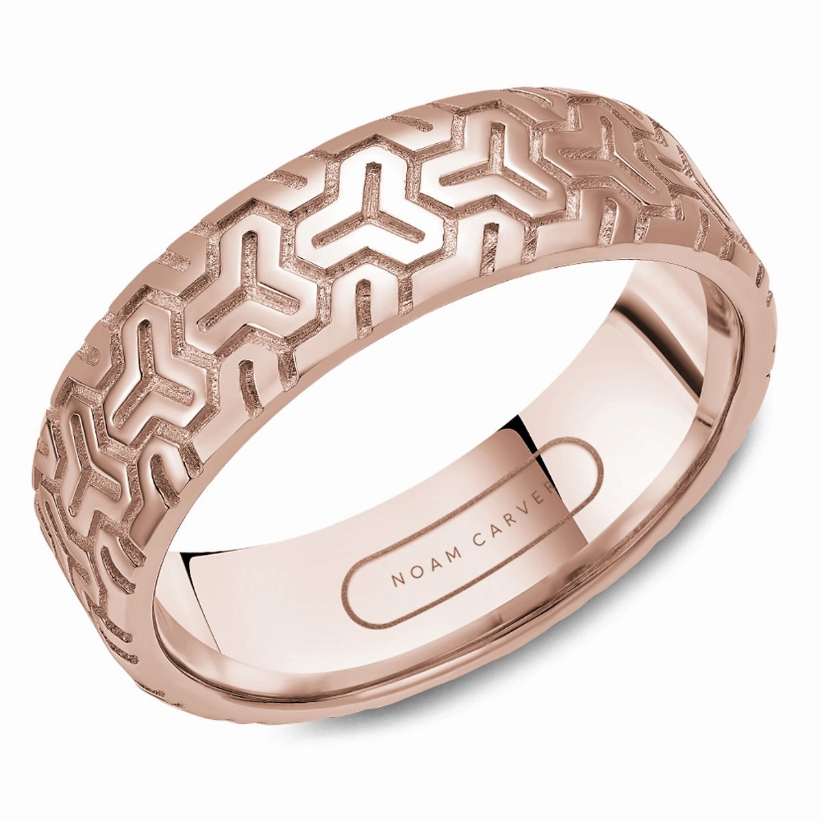 Noam Carver Mens Wedding Band in Rose Gold Fine Article