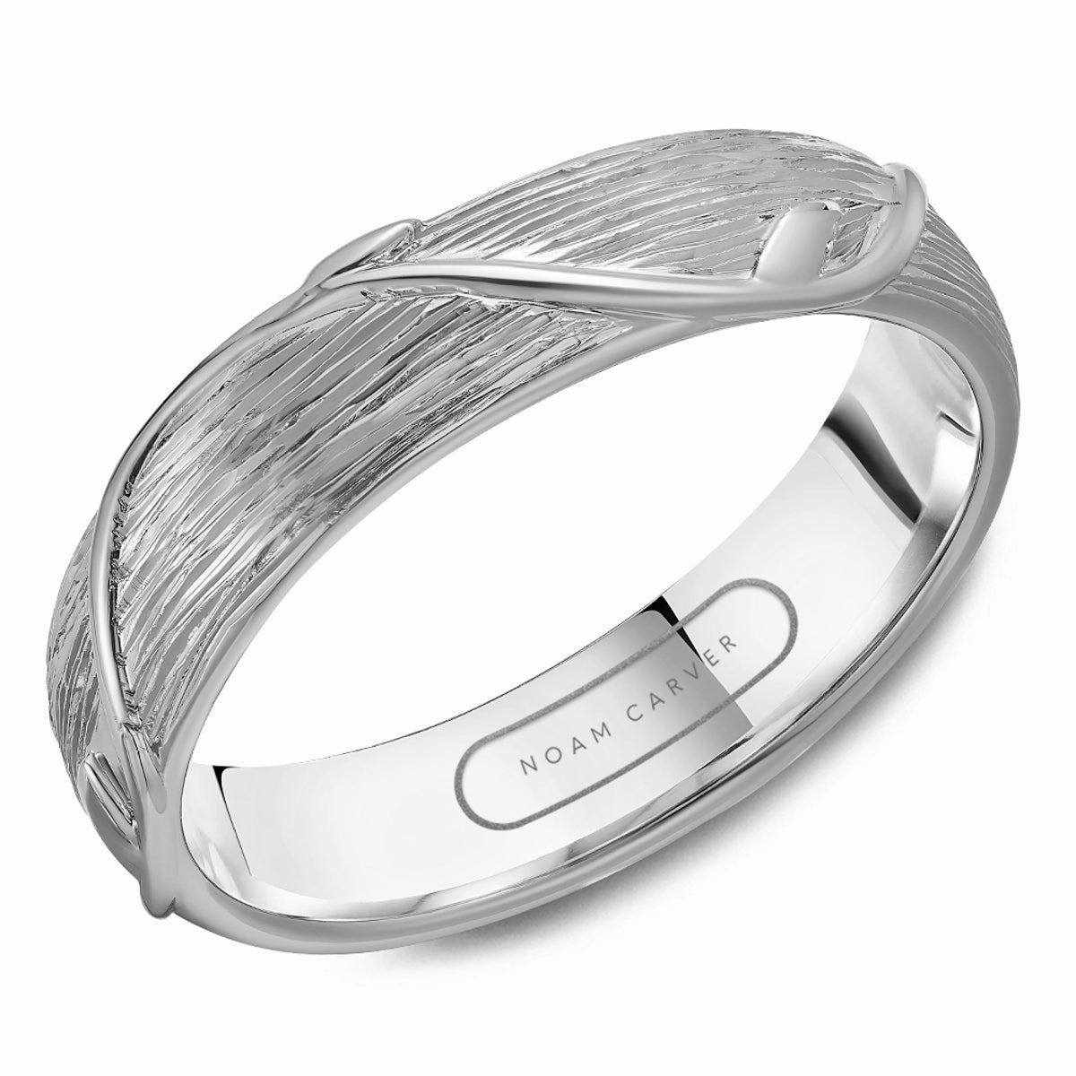Noam Carver Mens Wedding Band in White Gold Elegant Ornament Personal Work