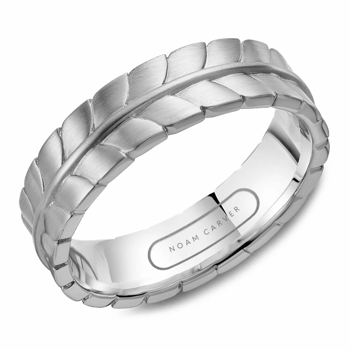 Occasion Accent Noam Carver Mens Wedding Band in White Gold