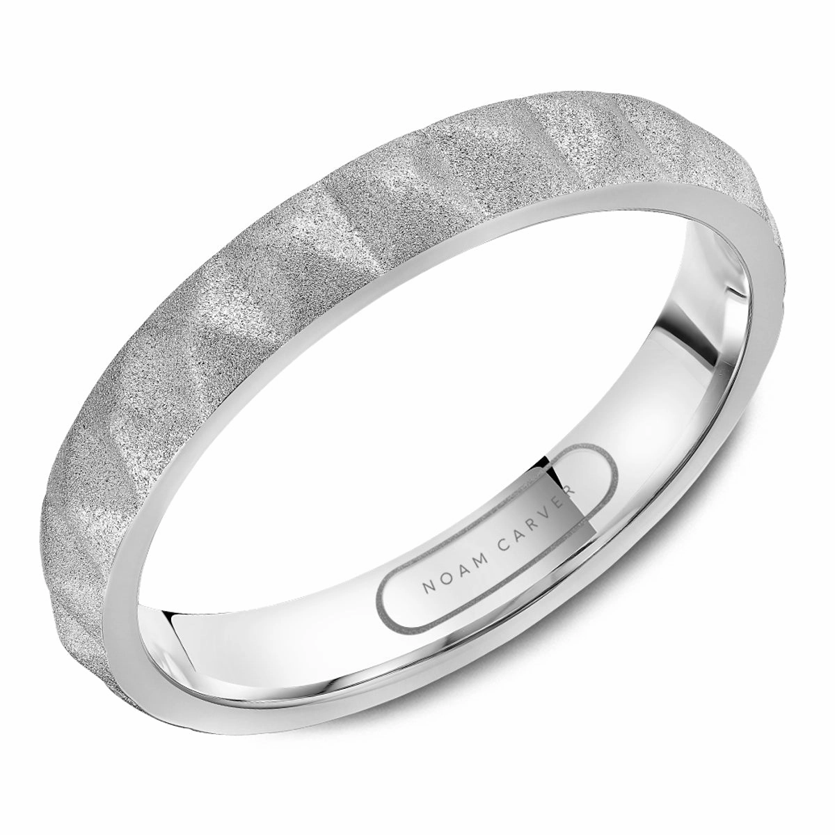 Noam Carver Mens Wedding Band in White Gold Adornment Piece Effortless Chic