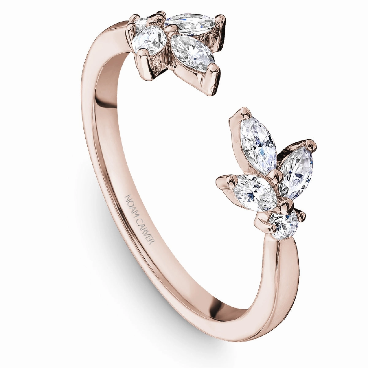 Experimental Design Noam Carver Open Floral Diamond Wedding Band in Rose Gold