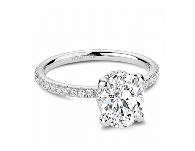 Noam Carver Oval Center Side Stone Diamond Engagement Ring Setting in 14K White Gold (.31ctw) Fantastic Decoration