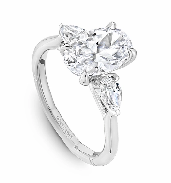 Wonderful Embellishment Genuine Sentiment Noam Carver Oval Center Three-Stone Diamond Engagement Ring Setting in 14K White Gold (.50ctw)