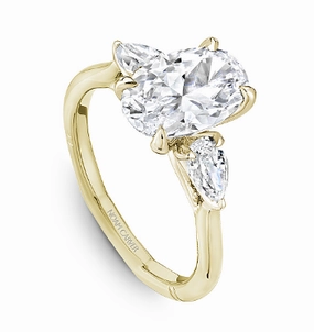 Delicate Insignia Noam Carver Oval Center Three-Stone Diamond Engagement Ring Setting in 14K Yellow Gold (.50ctw)