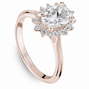 sophisticated appearance Hypoallergenic Article Noam Carver Oval Halo Diamond Engagement Ring Setting in 14K Rose Gold (0.30ctw)