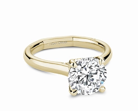 Noam Carver Round Center Hidden Halo Diamond Engagement Ring Setting in 14K White/Yellow Gold (.12ctw) Economical Art Chic Look