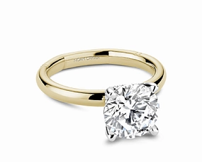 Refined Beauty Noam Carver Round Center Hidden Halo Diamond Engagement Ring Setting in 14K Yellow/White Gold (.08ctw)