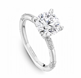 All Purpose Gift Budget Art Noam Carver Round Center Side Stone Diamond Engagement Ring Setting in 14K White Gold (.24ctw)
