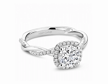 Fine Adornment Daily Spark Noam Carver Round Center Side Stone Diamond Engagement Ring Setting in 14K White Gold (.28ctw)