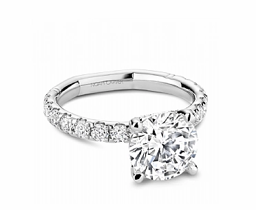 Noam Carver Round Center Side Stone Diamond Engagement Ring Setting in 14K White Gold (.78ctw) Amazing Object