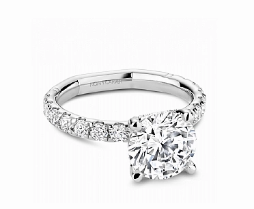 Elegant Item Luxurious Appearance Noam Carver Round Center Side Stone Diamond Engagement Ring Setting in 14K White Gold (.78ctw)