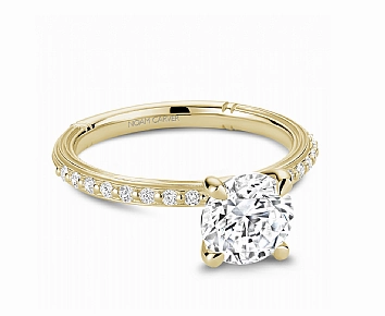 Exclusive Expression Refined Appearance Noam Carver Round Center Side Stone Diamond Engagement Ring Setting in 14K Yellow Gold (.14ctw)