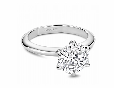 Noam Carver Round Center Solitaire Diamond Engagement Ring Setting in 14K White Gold Everyday Charm