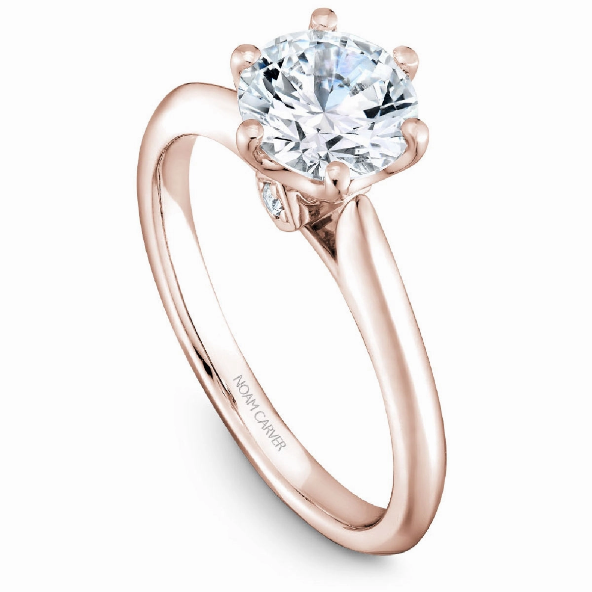 Delicate Keepsake Noam Carver Six-Prong Solitaire Engagement Ring Setting in Rose Gold