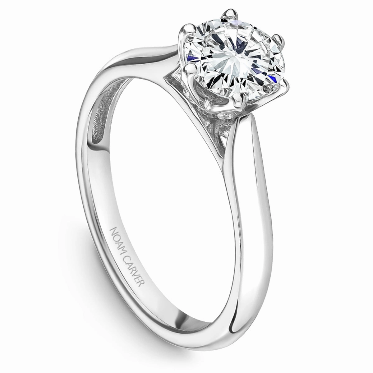 Noam Carver Six-Prong Solitaire Engagement Ring Setting in White Gold Refined Simplicity Lightweight Statement