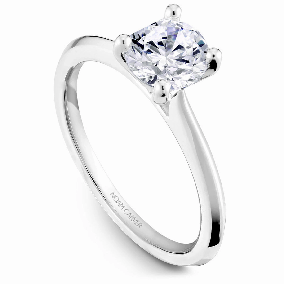 Noam Carver Solitaire Engagement Ring Setting in White Gold Affordable Creation Polished Simplicity