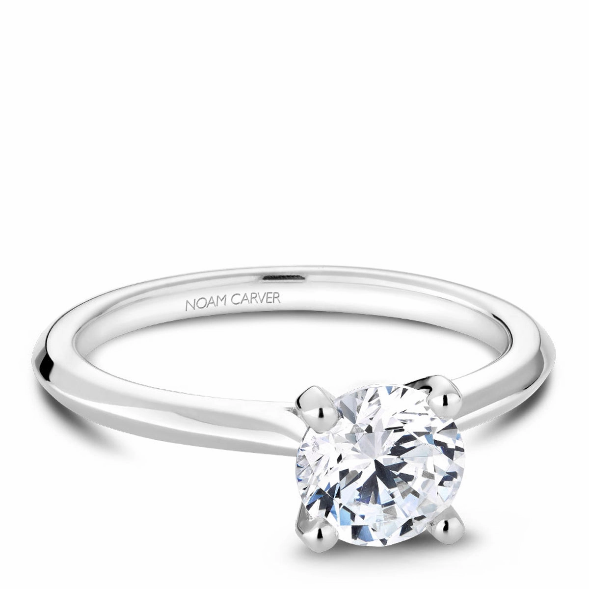 Noam Carver Solitaire Engagement Ring Setting in White Gold Elegant Movement Artistic Look
