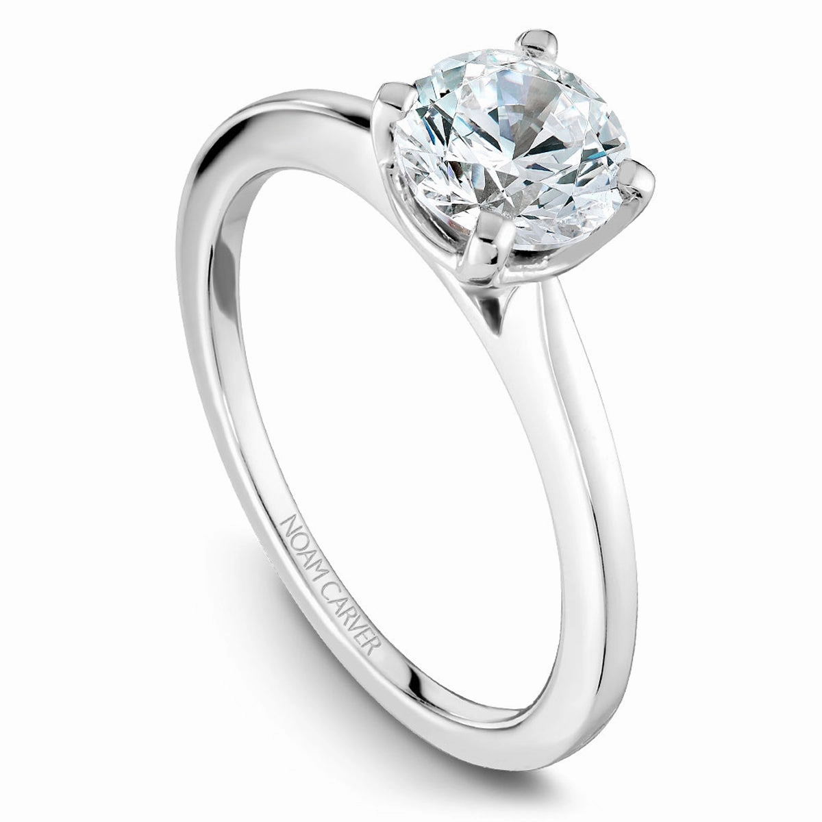 Noam Carver Solitaire Engagement Ring Setting in White Gold Artistic Display Formal Look