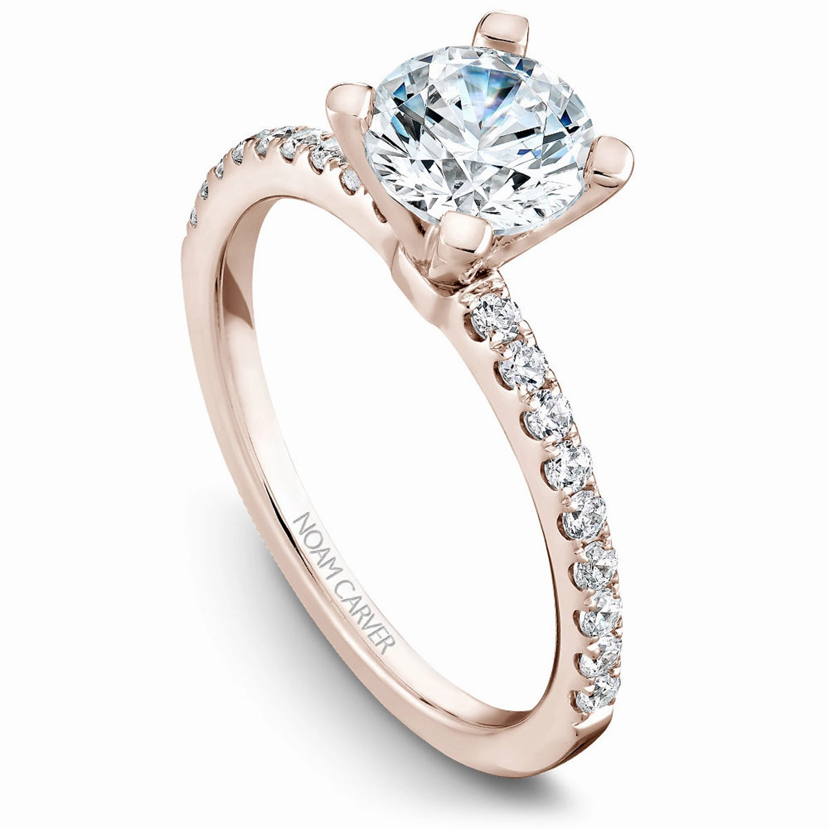 High-Quality Appearance Romantic Feel Noam Carver Thin Diamond Engagement Ring Setting in Rose Gold