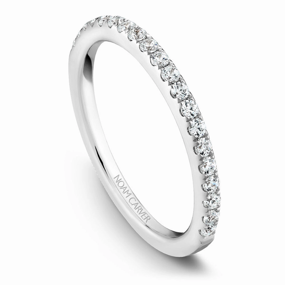 Noam Carver Thin Diamond Wedding Band in White Gold City Logo