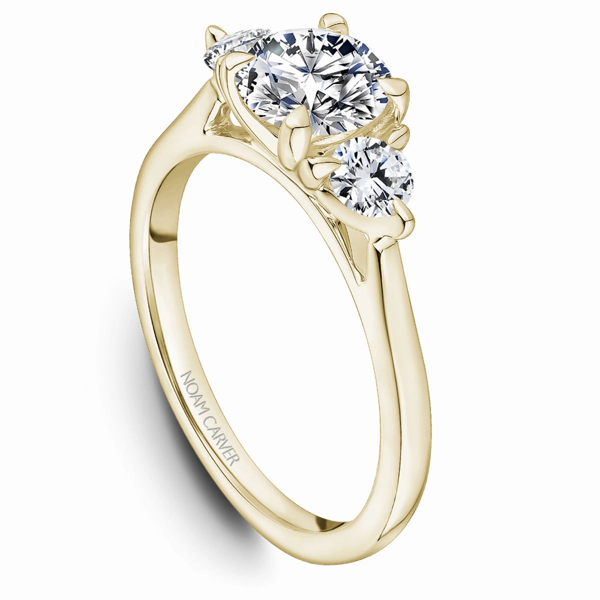 Stylish Object traditional style Noam Carver Three-Stone Diamond Engagement Ring Setting in Yellow Gold