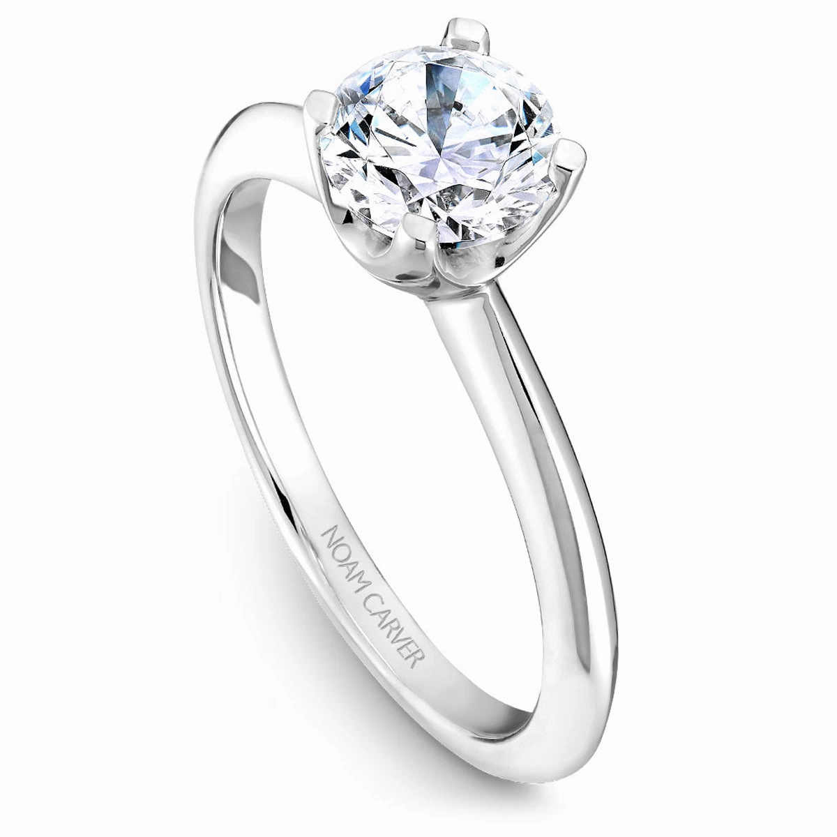 Noam Carver Tulip Solitaire Engagement Ring Setting in White Gold Lightweight Symbol Customizable item