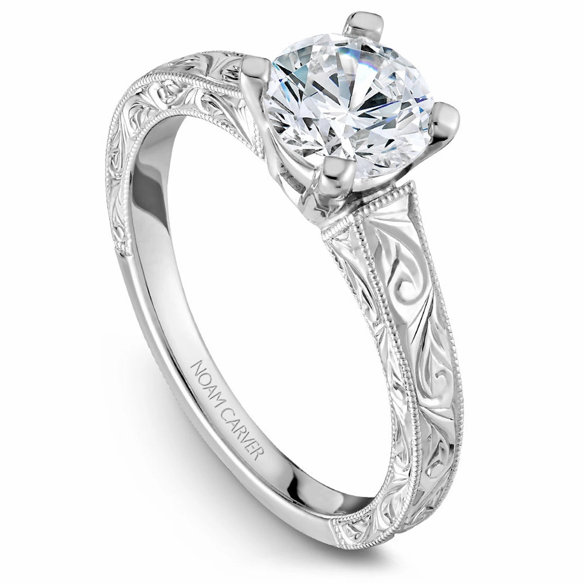 Noam Carver Vintage Solitaire Engagement Ring in White Gold Seasonal accessory