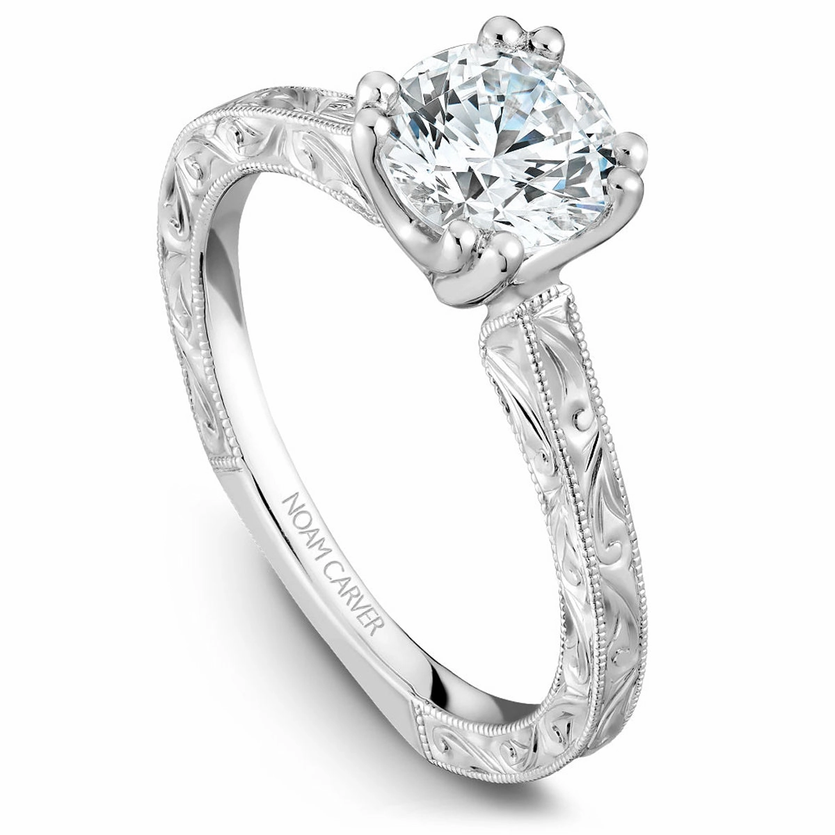 Noam Carver Vintage Solitaire Engagement Ring in White Gold Popular Choice