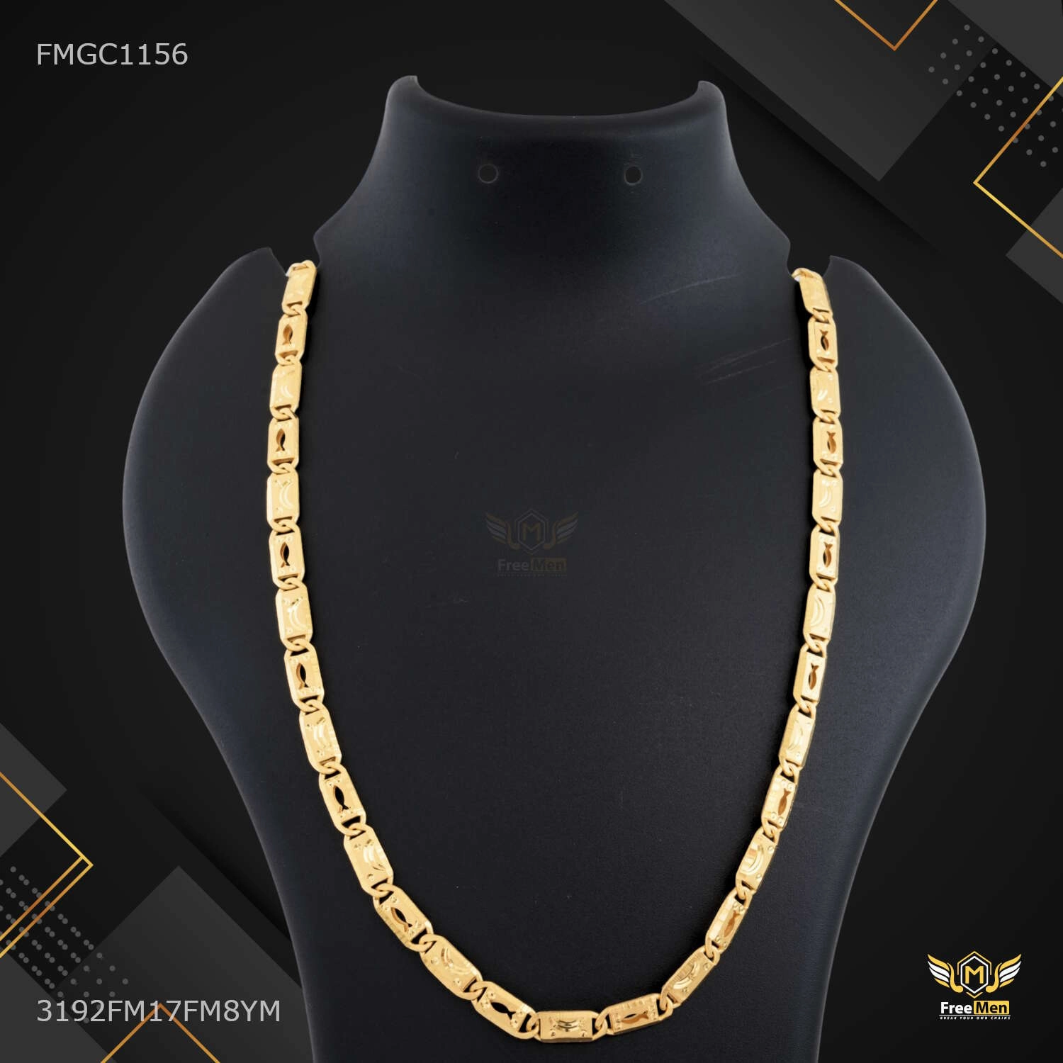Exclusive Treasures One by One Fish cut Nawabi Gold plated Chain - FMGC1156