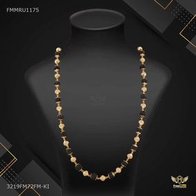 One by One Golden Ball Black Rudraksha mala - FMMRU1175 Everyday Fashion Glamorous touch