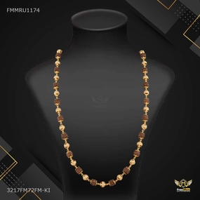 Camera Focus Vogue Accent One by One Golden Cap Brown Rudraksha mala - FMMRU1174