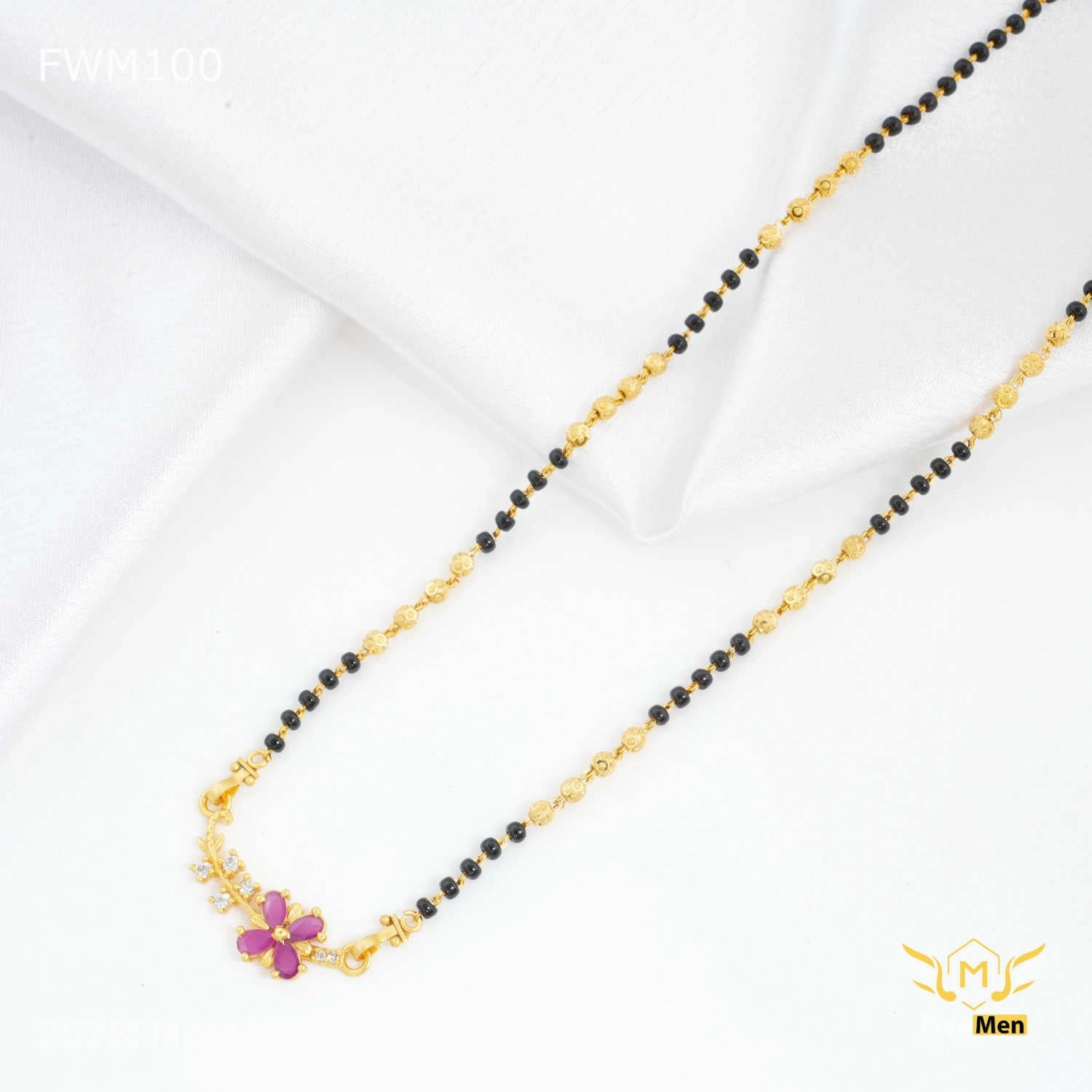 One line Pink AD Flower mangalsutra for women - FWM100 Precious Gem
