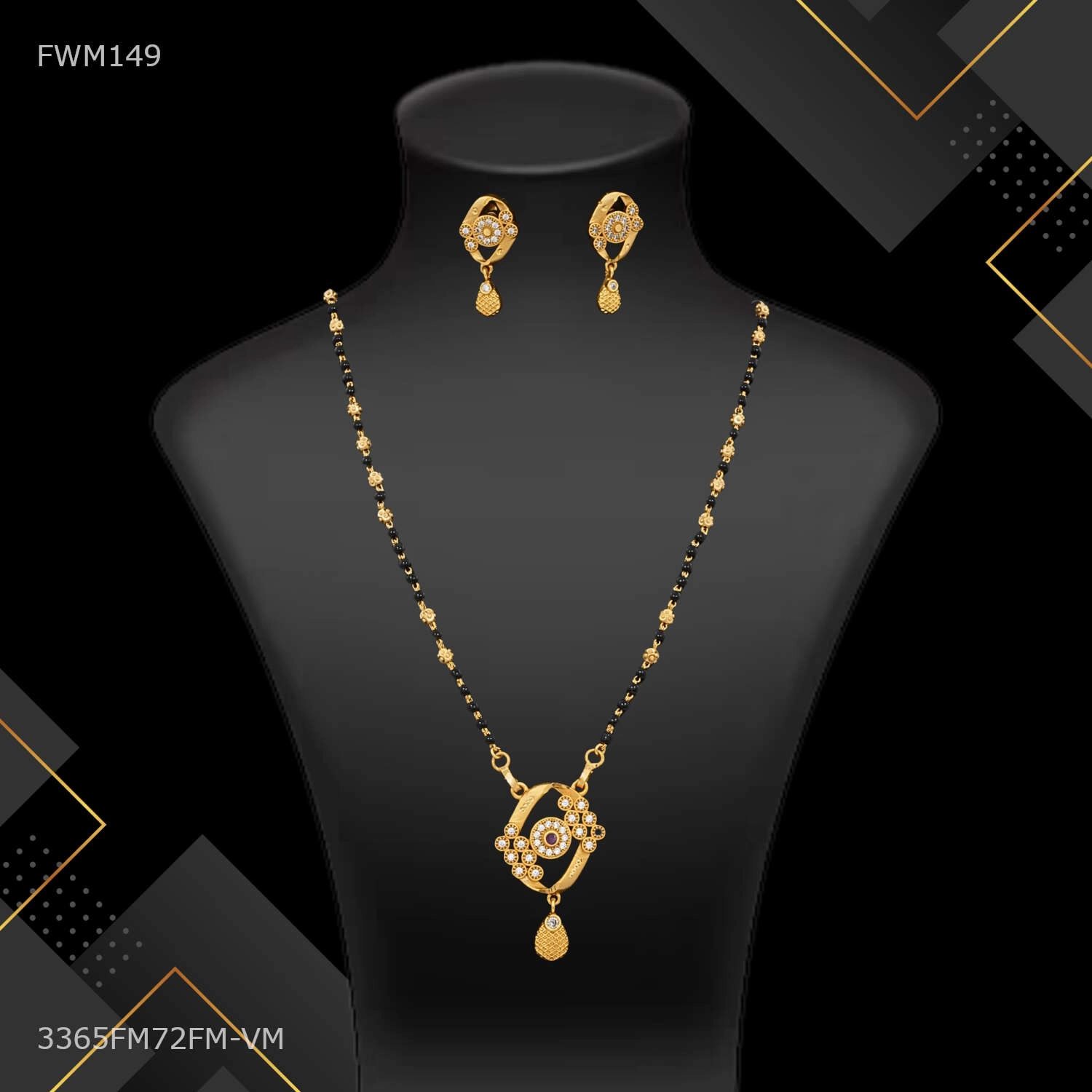 Dynamic Form One Line Q Shape with AD Golden Mangalsutra for women - FWM1489