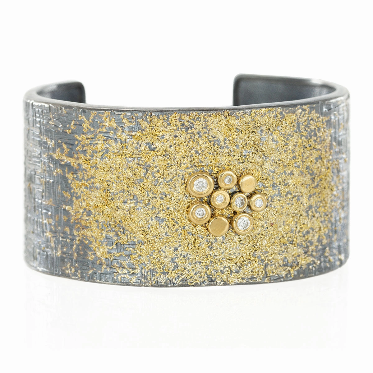Dusted Bauble Cuff - 22ky, 18ky, Oxidized Silver   VS Diamonds Fashion Layer