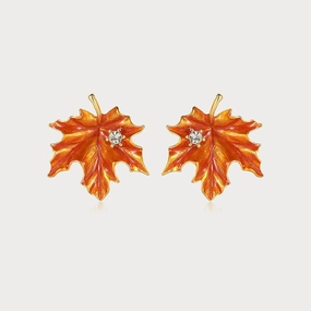 Dainty Accessory Unique Vibe Orange Maple Leaf Earrings
