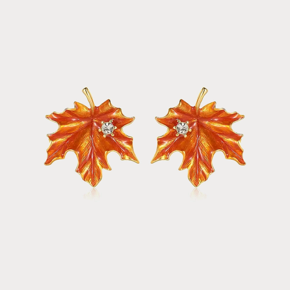 Dainty Accessory Unique Vibe Orange Maple Leaf Earrings