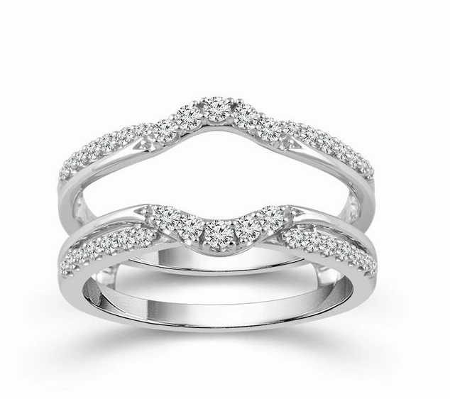 Unique product Polished Contour Bremer Jewelry Guard Diamond Wedding Ring in 14K White Gold (0.33ctw)