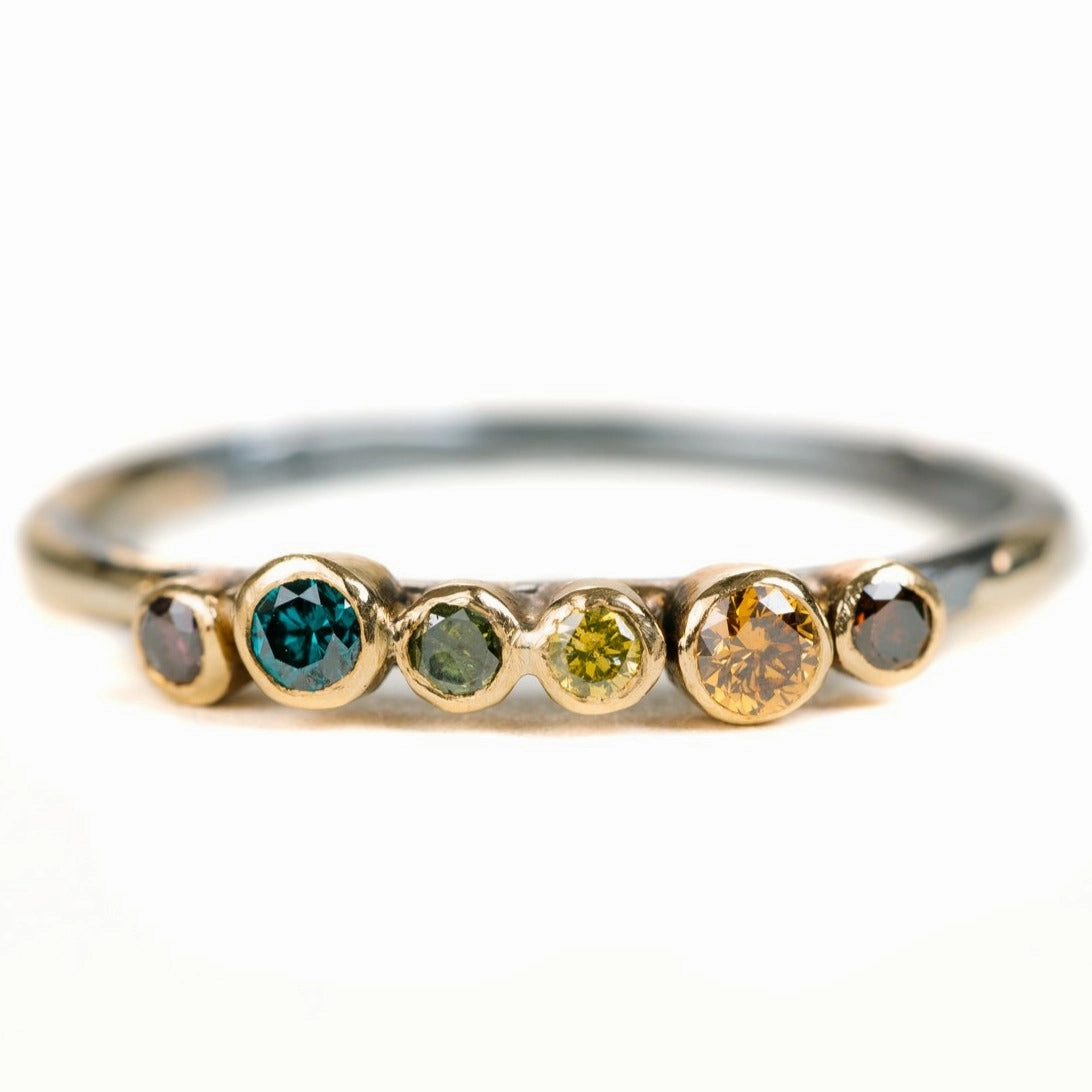 Organic Princess Band  - 18ky Gold   Colored Diamonds Subtle Elegance