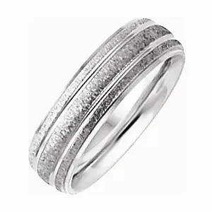 14K White 6 mm Grooved Band with Stone/Polish Finish Size 14 Cold resistant party accessory