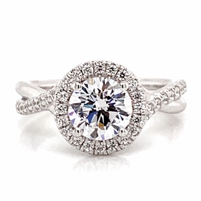 Classic Accent Notable Accessory Round Diamond Engagement Ring Setting in White Gold
