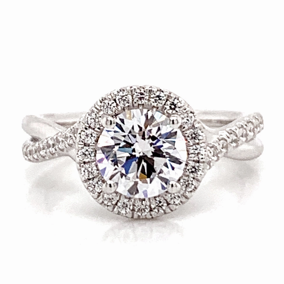 Classic Accent Notable Accessory Round Diamond Engagement Ring Setting in White Gold