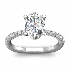 Oval Diamond Engagement Ring Setting in White Gold Bold Detail Beautiful Article