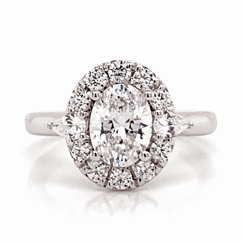 Oval Diamond Engagement Ring Setting in White Gold Minimal Structure