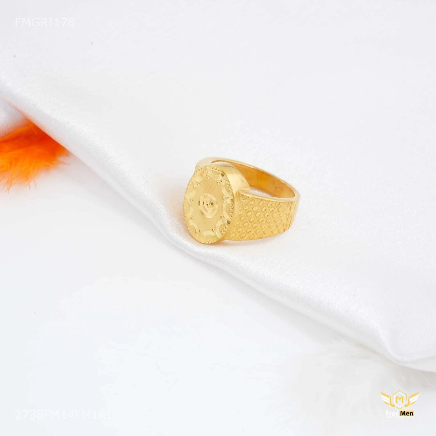 Masculine Bold Glamorous Appeal Owel Star Round  1gm Gold plated ring design for men - FMGRI178